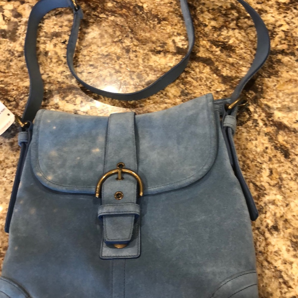 NWT Coach blue suede purse